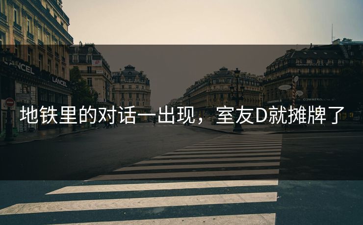地铁里的对话一出现，室友D就摊牌了